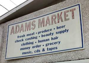 Adams Market sign